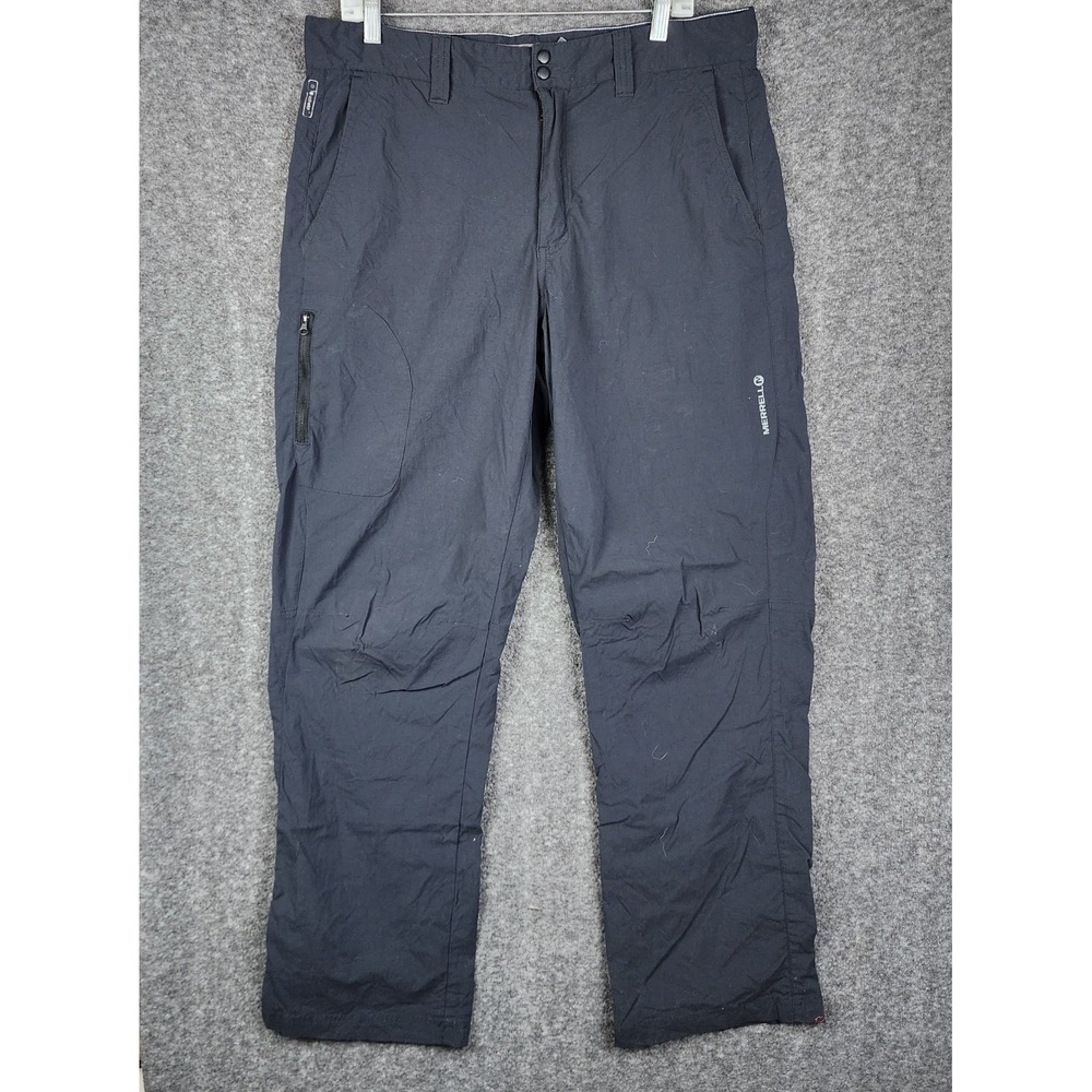 Merrell Hiking Pants Men 34R Black Opti-Wick UPF 50+ Technical Outdoor Trousers